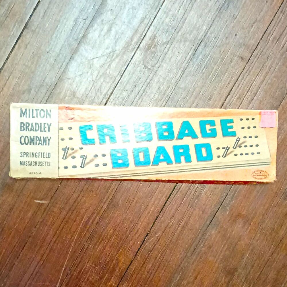 Milton Bradley Vintage Cribbage Board Game w/ Pegs & Box, MPN 4626-A